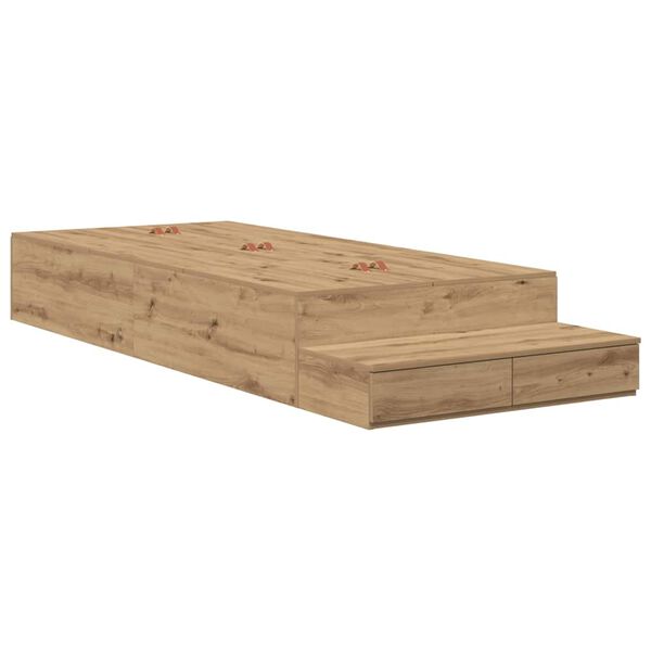 vidaXL Aufbewahrungsbettgestell Artisan-Eiche 90 cm Holzwerkstoff