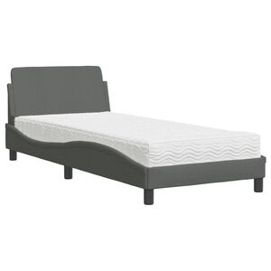 vidaXL Bett mit Matratze "Dover" Dunkelgrau 90x190 cm Stoff