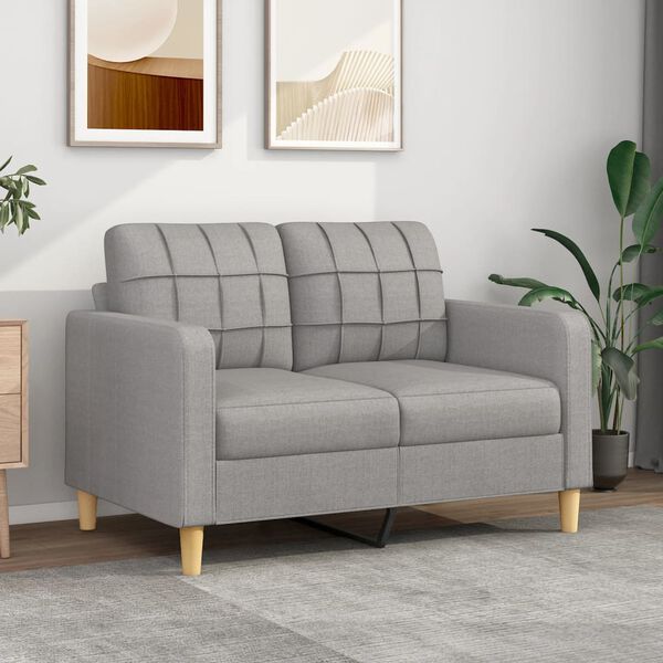 vidaXL 2-Sitzer-Sofa Hellgrau 120 cm Stoff
