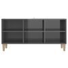 vidaXL TV-Schrank mit Massivholz-Beinen Hochglanz-Grau 103,5x30x50 cm