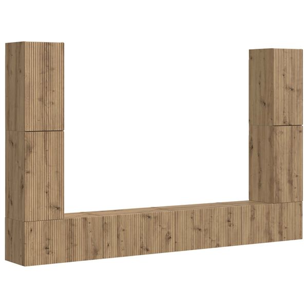 vidaXL TV-Schrankset 8 pcs Artisan-Eiche Holzwerkstoff