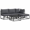 vidaXL Garten-Sofa-Set mit Kissen 5 pcs Schwarz Aluminium