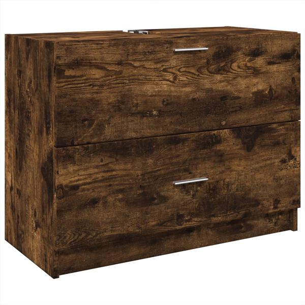 vidaXL Waschbeckenunterschrank R&auml;uchereiche 78x37x59 cm Holzwerkstoff
