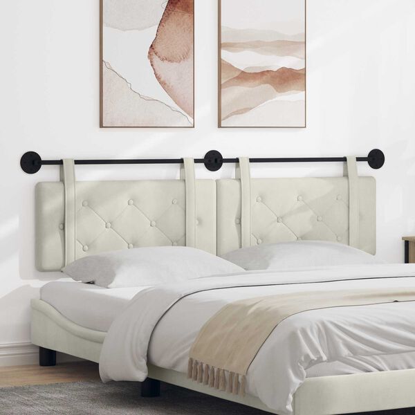 vidaXL H&auml;ngevorderseite Wandmontiert Creme 190 x 55 x 5 cm Samt