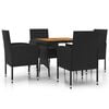 vidaXL 5-tlg. Garten-Essgruppe Poly Rattan Schwarz
