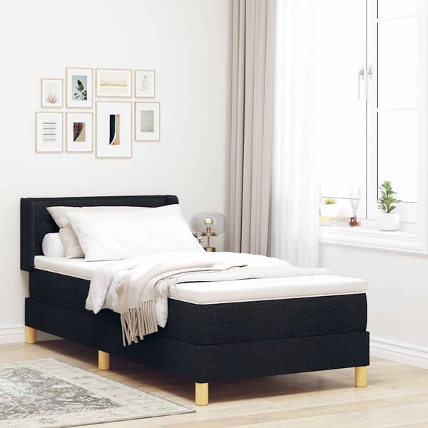 vidaXL Boxspringbett mit Matratze Schwarz 200 x 100 cm Stoff