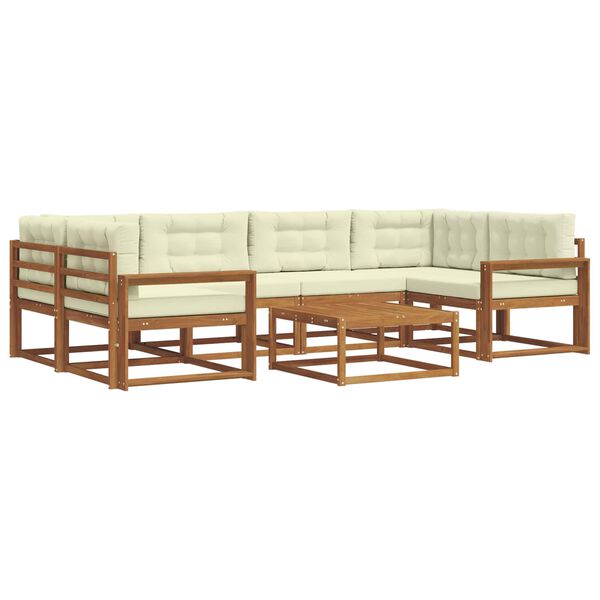 vidaXL Outdoor-Sofagarnitur mit Kissen 7 pcs Natur und Creme