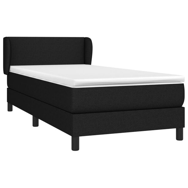 vidaXL Boxspringbett mit Matratze Schwarz 90x190 cm Stoff