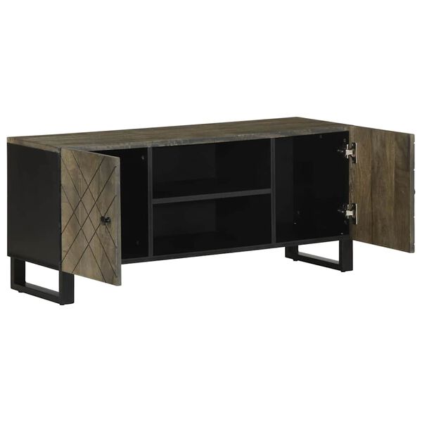 vidaXL TV-Schrank Schwarz 105x33x46 cm Massivholz Mango