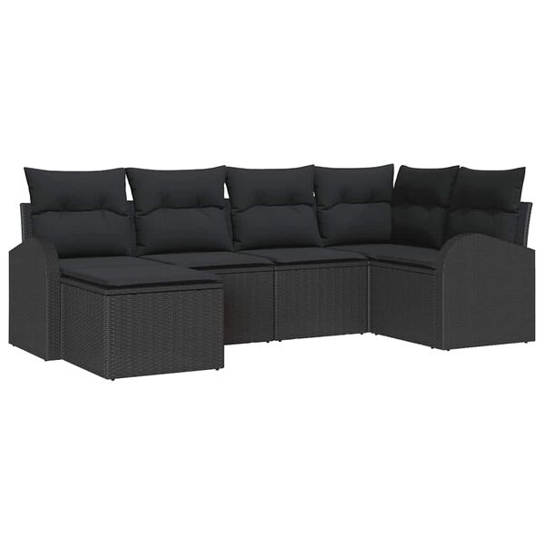 vidaXL Gartensofa-set 6 pcs Schwarz Poly-Rattan