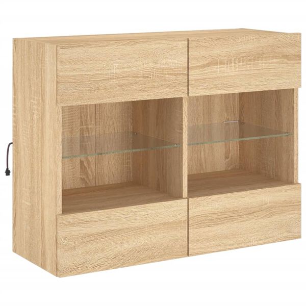 vidaXL TV-Wandschrank mit LED-Leuchten Sonoma-Eiche 78,5x30x60,5 cm