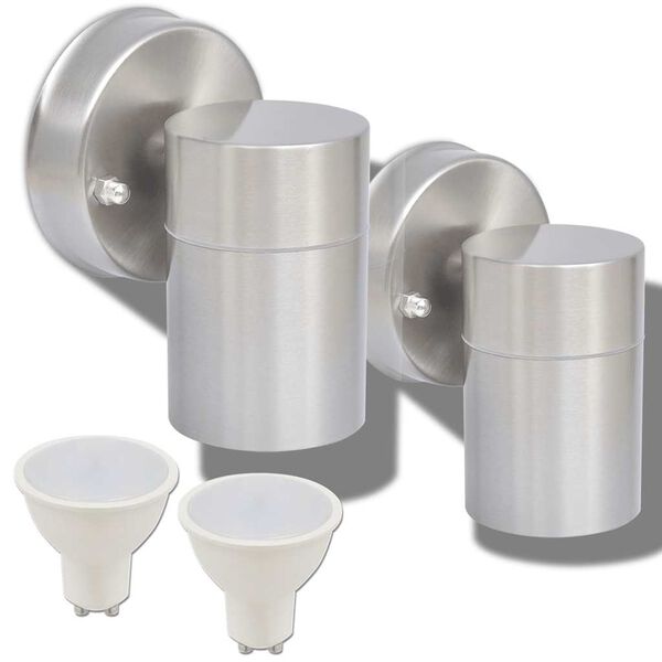 vidaXL Outdoor LED-Wandleuchten 2 Stk. Edelstahl Abw&auml;rtsstrahlend