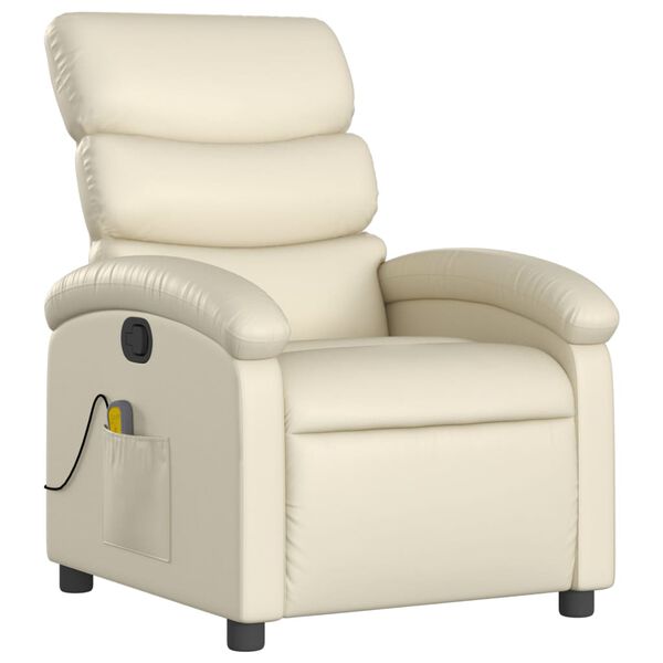 vidaXL Massagesessel mit Relaxfunktion, Kunstleder, Creme