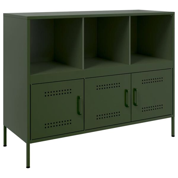 vidaXL Sideboard Olivgr&uuml;n 100,5x39x79 cm Stahl