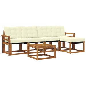 vidaXL Outdoor-Sofagarnitur 6 stk. 5-Sitzer Natur und Creme