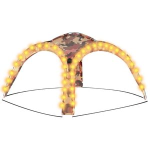 vidaXL Partyzelt mit LED und 4 Seitenw&auml;nden 3,6x3,6x2,3 m Tarnfarben