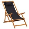 vidaXL Strandstuhl Klappbar Massivholz Eukalyptus und Stoff Schwarz