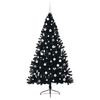 vidaXL K&uuml;nstlicher vorbeleuchteter Weihnachtsbaum Schwarz 210 cm PVC