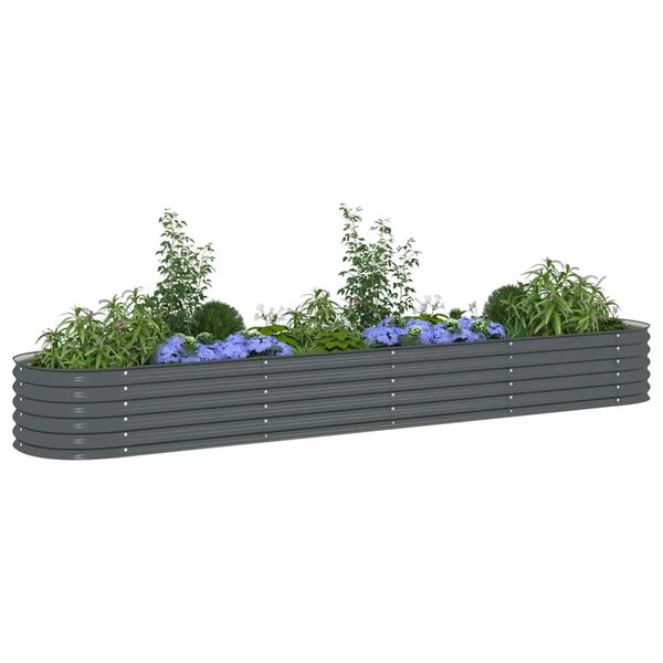 vidaXL Garten-Hochbeet 400 x 80 x 44 cm Verzinkter Stahl Grau