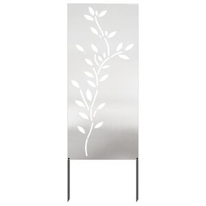 vidaXL Garten Sichtschutz-Leinwand Floral Silber 50 x 140 cm Edelstahl