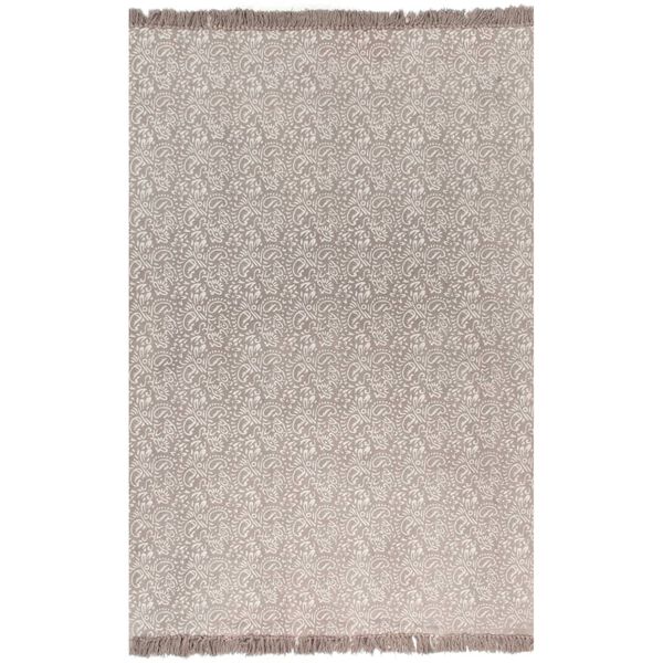 vidaXL Kelim-Teppich Baumwolle 160x230 cm mit Muster Taupe