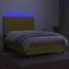 vidaXL Boxspringbett mit Matratze & LED Gr&uuml;n 140x200 cm Stoff