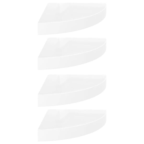 vidaXL Schwebende Eckregale 4 Stk. Hochglanz-Weiß 25x25x3,8 cm MDF