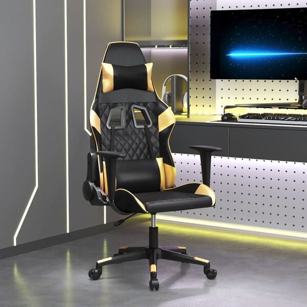 vidaXL Gaming-Stuhl Schwarz und Golden Kunstleder