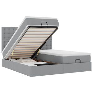 vidaXL Ottoman-Bett mit Matratzen Hellgrau 160x200 cm Stoff