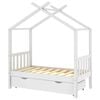 vidaXL Kinderbett mit Schublade Wei&szlig; Massivholz Kiefer 70x140 cm