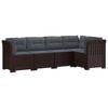 vidaXL 5-Sitzer Gartensofa mit Kissen Rattan-Look PP Braun
