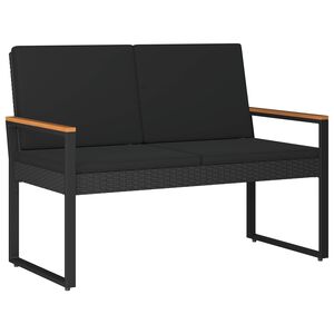 vidaXL Bank Outdoor mit Kissen Schwarz 107 x 61 x 80 cm Poly-Rattan