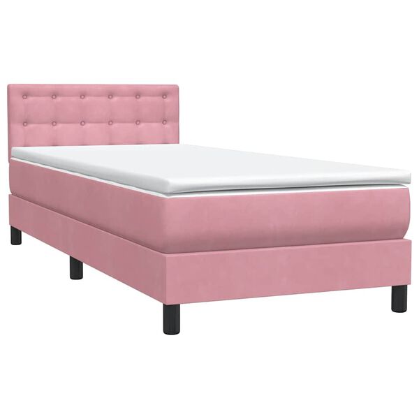 vidaXL Boxspringbett mit Matratze Rosa 100x220 cm Samt