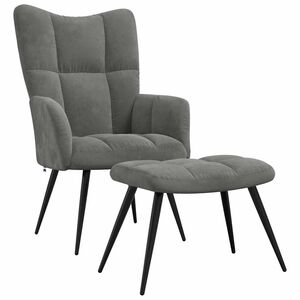 vidaXL Relaxsessel mit Hocker Dunkelgrau Samt