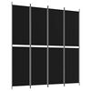 vidaXL 4-tlg. Paravent Schwarz 200x220 cm Stoff