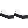 vidaXL Sonnenliegen mit Auflage 2 Stk. Poly Rattan Schwarz