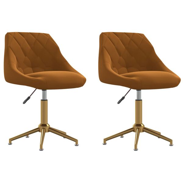 vidaXL Esszimmerst&uuml;hle 2 Stk. Drehbar Braun Samt