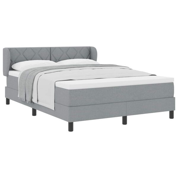 vidaXL Boxspringbett mit Matratze Hellgrau 160 x 200 cm Stoff