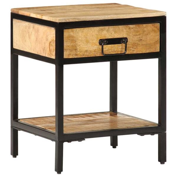 vidaXL Nachttisch Braun 40 x 35 x 50 cm Massives Mango Holz und Metall