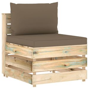 vidaXL Modulares Mittelsofa mit Kissen Gr&uuml;n Impr&auml;gniertes Holz