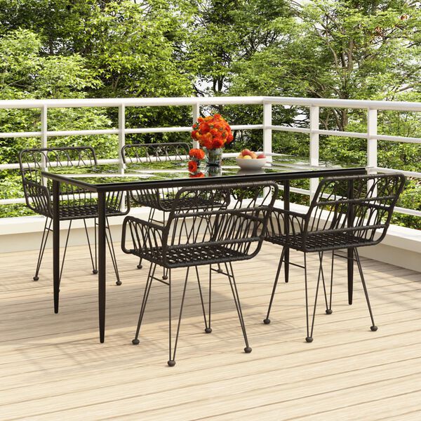 vidaXL 5-tlg. Garten-Essgruppe Schwarz Poly Rattan