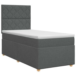vidaXL Boxspringbett mit Matratze Dunkelgrau Einzeln Stoff