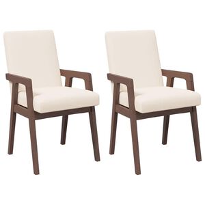vidaXL Esszimmerst&uuml;hle mit Kissen 2 Stk. Braun Massivholz Gummibaum