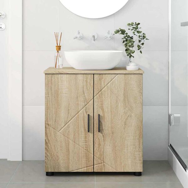 vidaXL Badezimmerschrank mit Speicher Sonoma-Eiche 61 x 35 x 64 cm