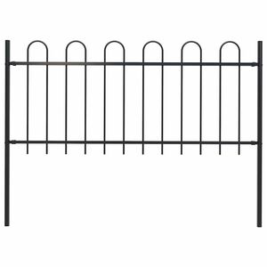 vidaXL Gartenzaun BOXTEL mit B&uuml;gelaufsatz Stahl 181 x 100 cm Schwarz