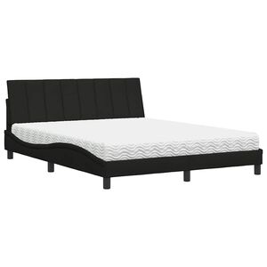 vidaXL Bett mit Matratze "Hanko" Schwarz 160x200 cm Stoff