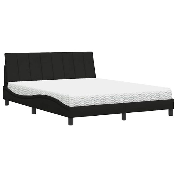 vidaXL Bett mit Matratze "Hanko" Schwarz 160x200 cm Stoff