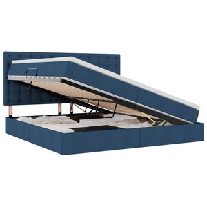 vidaXL Aufbewahrungsbett mit Matratze Blau 200 x 200 cm Polyester