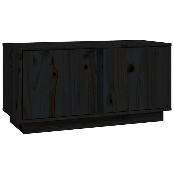vidaXL TV-Schrank Schwarz 80x35x40,5 cm Massivholz Kiefer