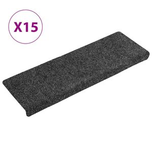 vidaXL Stufenmatten Selbstklebend 15 Stk. 65x21x4 cm Dunkelgrau Rechteckiger Rand